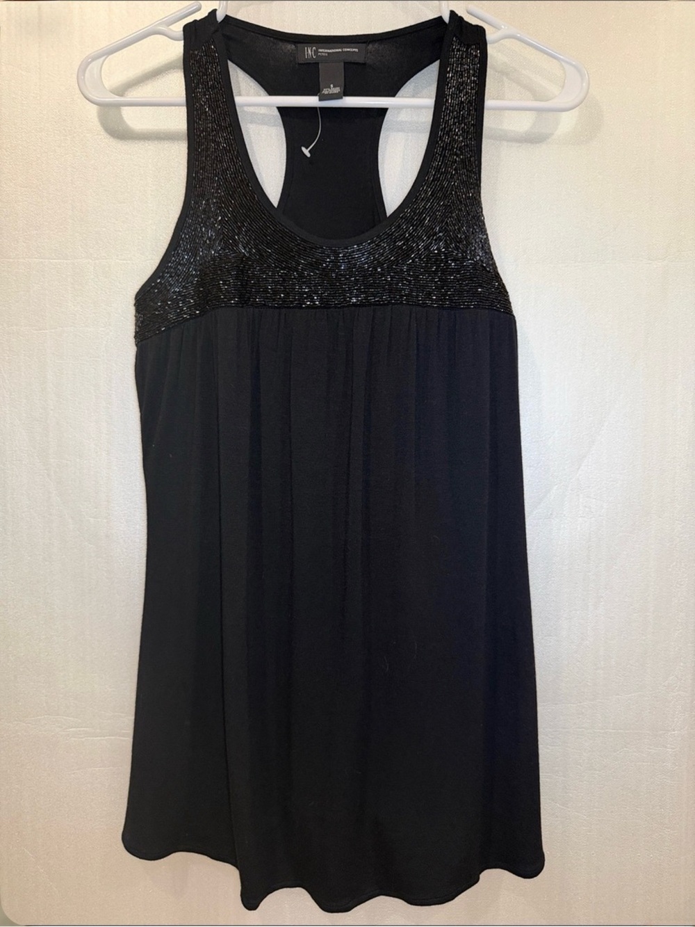 INC International Concepts Black Beaded Racerback Tank